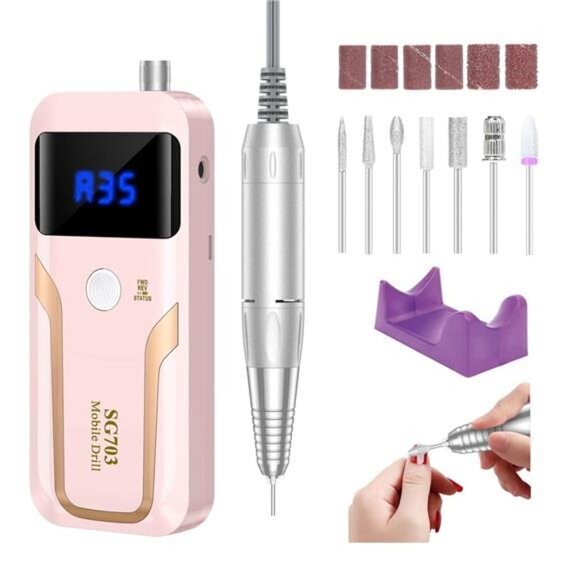 Portable Nail Drill Professional 35000 RPM, Rechargeable Electric Nail File - Picture 1 of 7